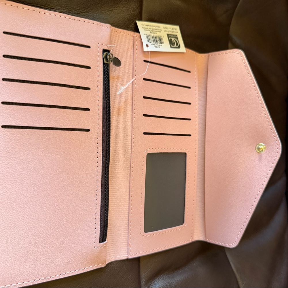Avenue 9 Pink Women's Slim Wallet with snap and zippered pouch. NWT - Picture 3 of 6